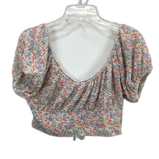American Eagle Bay Floral Short Sleeve Tie Front Crop Top Ladies Size Medium NEW