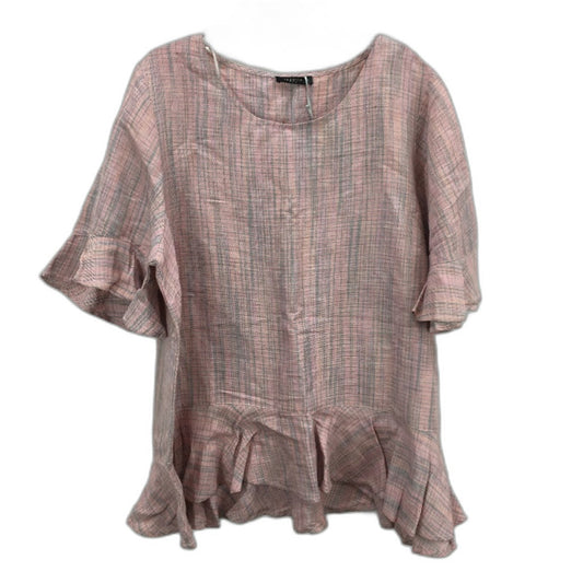 Regatta Curve Linen Blend Twill Orange Fluted Short Sleeve Top Ladies Sz 20 NEW
