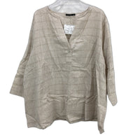 Regatta Curve Linen Blend Woven V Neck Oat Half Sleeve Top Ladies Size 20 NEW