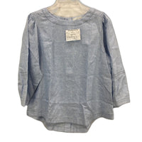 Regatta Button Up Back Woven Linen Blend Blue White Blouse Ladies Size 10 NEW