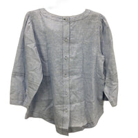 Regatta Button Up Back Woven Linen Blend Blue White Blouse Ladies Size 10 NEW