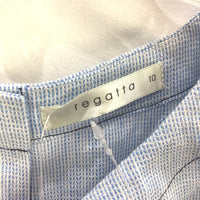 Regatta Button Up Back Woven Linen Blend Blue White Blouse Ladies Size 10 NEW