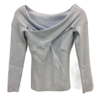 Tokito Petites Off Shoulder Wrap Knit Top in Baby Blue Ladies Size Small NEW