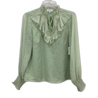 Tokito Dotted Lace Ruched Cuff Puff Sleeve Green Blouse Ladies Size 10 NEW