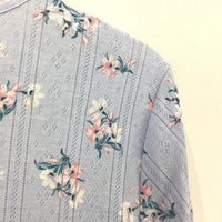 Soho Pointelle Long Sleeve Blue Floral Knee Length Nightie Ladies Small NEW