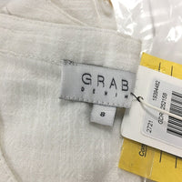 Grab Denim Cheesecloth White Ruffle Sleeve Cotton Blouse Ladies Size 8 NEW
