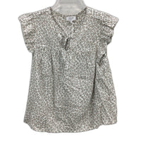 Grab Denim European Linen Flutter Sleeve Floral White Top Ladies Size 10 NEW