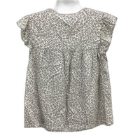 Grab Denim European Linen Flutter Sleeve Floral White Top Ladies Size 10 NEW