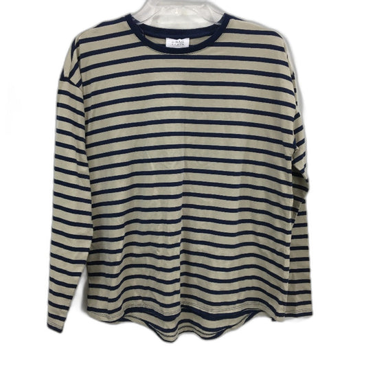 Grab Denim Taupe Blue Stripe Round Neck Long Sleeve Top Ladies Size Small NEW