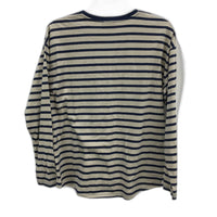 Grab Denim Taupe Blue Stripe Round Neck Long Sleeve Top Ladies Size Small NEW