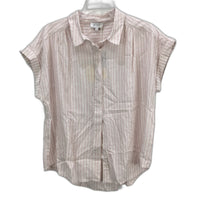 Grab Denim Eco Short Sleeve Dusty Pink White Stripe Shirt Ladies Size 10 NEW