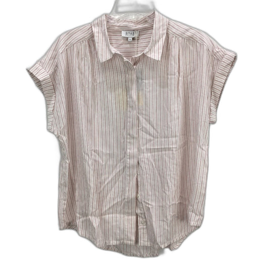 Grab Denim Eco Short Sleeve Dusty Pink White Stripe Shirt Ladies Size 10 NEW