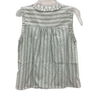Grab Denim Ruffle Detail Green White Stripe Sleeveless Top Ladies Size 10 NEW