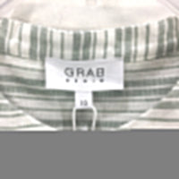 Grab Denim Ruffle Detail Green White Stripe Sleeveless Top Ladies Size 10 NEW