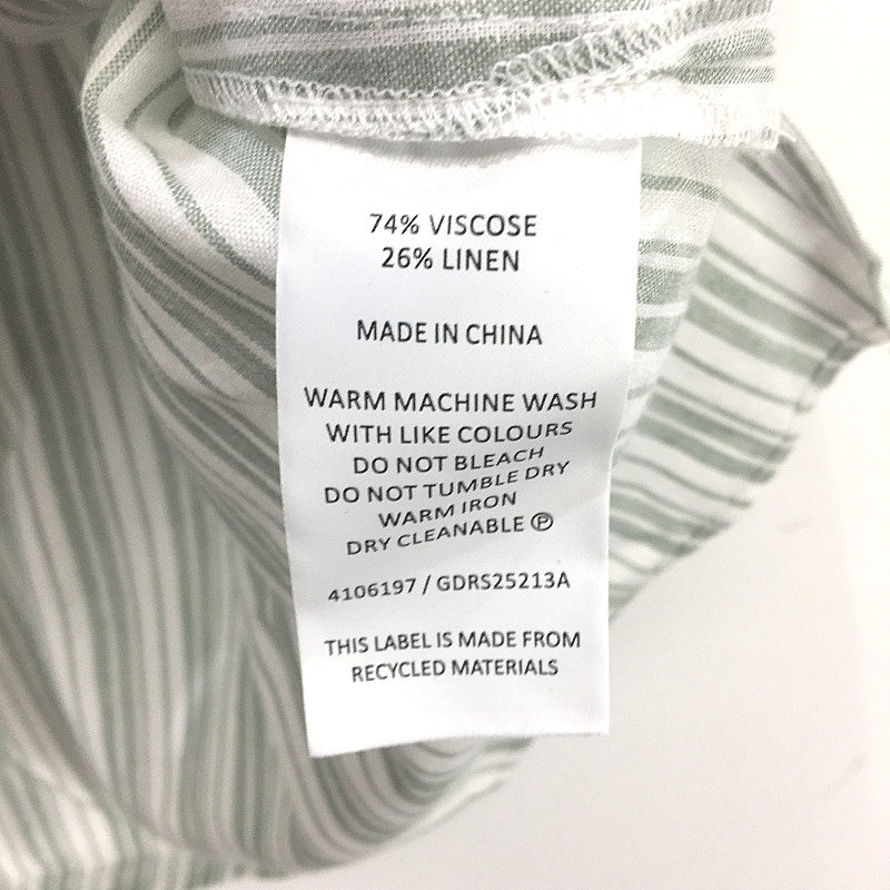 Grab Denim Ruffle Detail Green White Stripe Sleeveless Top Ladies Size 10 NEW