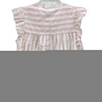 Grab Denim Flutter Sleeve Tie Neck Pink White Stripe Top Ladies Size 10 NEW