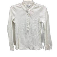 Grab Denim Ribbed Long Sleeve Half Snap Button Ivory Top Ladies Size Small NEW