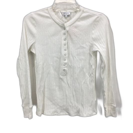 Grab Denim Ribbed Long Sleeve Half Snap Button Ivory Top Ladies Size Small NEW