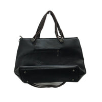 Black & Brown Accented Leather Look Fully Lined Handbag With Should Strap NEW