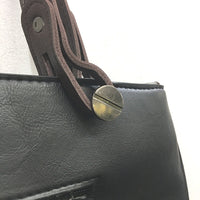 Black & Brown Accented Leather Look Fully Lined Handbag With Should Strap NEW