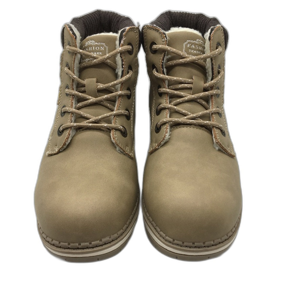 Qichen Khaki Tan Faux Fur Lined Lace Up Outdoor Boots Ladies Size EU 41 NEW