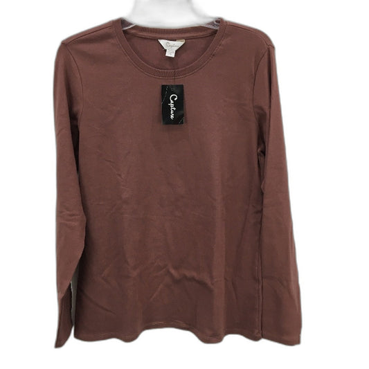 Capture Round Neck Long Sleeve Cotton Dusky Plum Rib Top Ladies Size 16 NEW