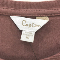 Capture Round Neck Long Sleeve Cotton Dusky Plum Rib Top Ladies Size 16 NEW
