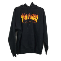 Thrasher Flame Logo Black Pullover Skate Hoodie Mens Size Large 42-44 NEW