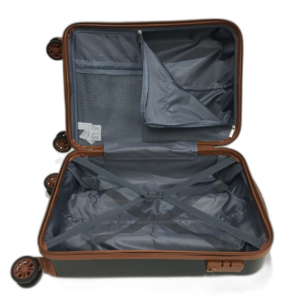 Krute 20 Inch Black and Brown Hard Shell Spinner Wheel Luggage with TSA Lock NEW