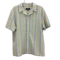 Kenji Zig Zap Open Knit Weave Lightweight SS Casual Shirt Mens Size M NEW