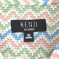 Kenji Zig Zap Open Knit Weave Lightweight SS Casual Shirt Mens Size M NEW