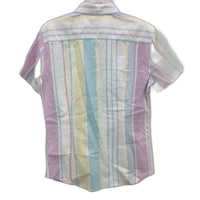 Kenji 100% Cotton Pastel Striped SSleeve Casual Slim Fit Shirt Mens Sz M NEW