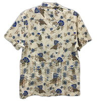 Maddox Linen Blend Cream Floral Patterned SSleeve Casual Shirt Mens Size M NEW