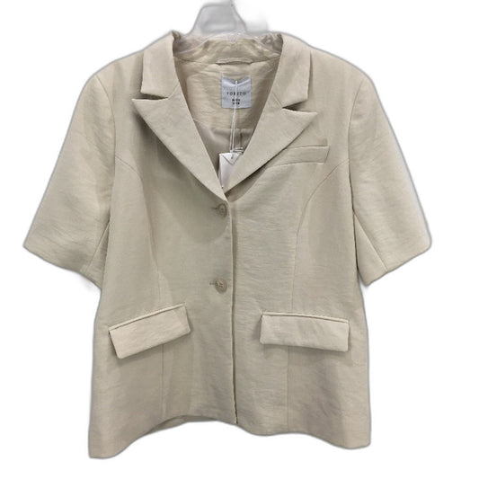 Tokito Petites Stone Beige Button Up Short Sleeve Fully Lined Top Size M NEW