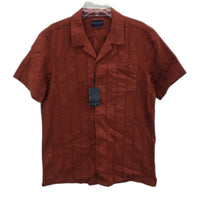Reserve Australia Rust Brown Textured Cotton Short Sleeve Shirt Mens Size M NEW