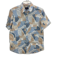 Reserve Australia Blue & Tan Patterned Cotton Short Sleeve Shirt Mens Size M NEW