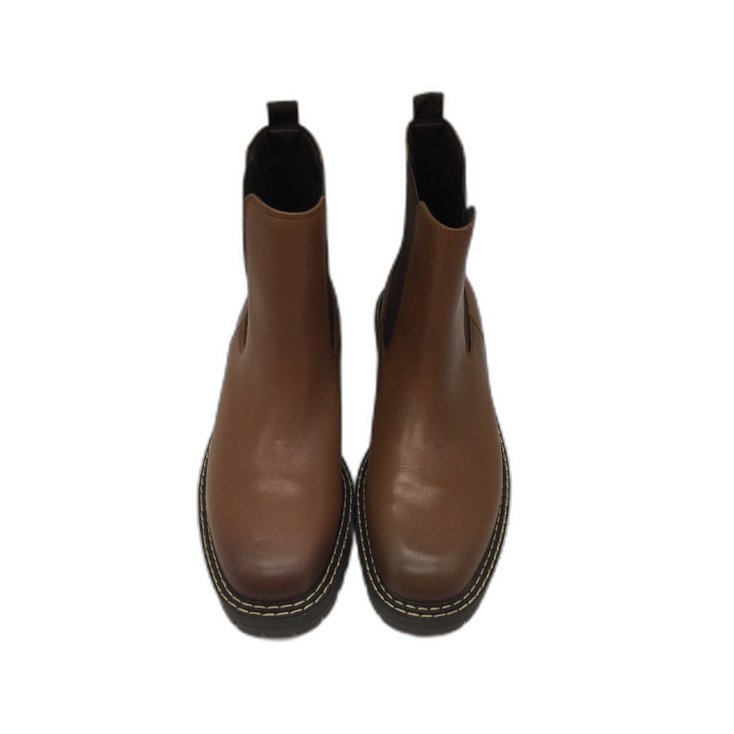 Planet Shoes Fella Brown Leather Slip On Chunky Boots Ladies Size 9 NEW