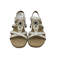 Planet Shoes Powder White Gemset Leather Sandals Ladies Size 11 NEW