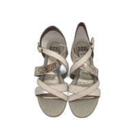 Planet Shoes Filly White & Silver Buckle Up Leather Sandals Ladies EUR 41 NEW