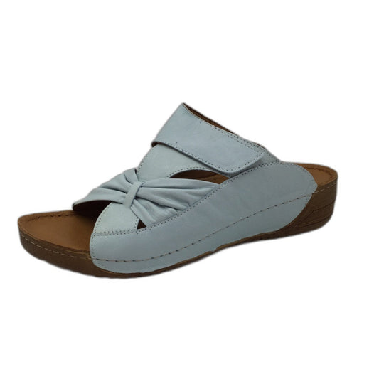 Adesso Lexi Soft Blue Bow Mule Leather Slides Ladies AUS 11 NEW