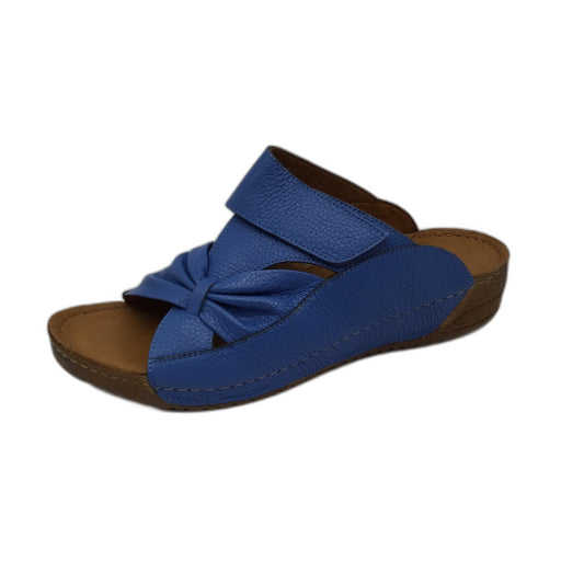 Adesso Lexi Cornflower Blue Bow Mule Leather Slides Ladies EU 42 NEW