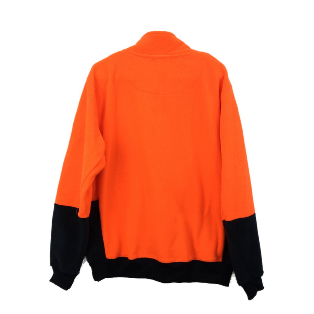 Workzone Orange Hi-Vis Fleece 1/4 Zip Jumper Top Mens Size S NEW