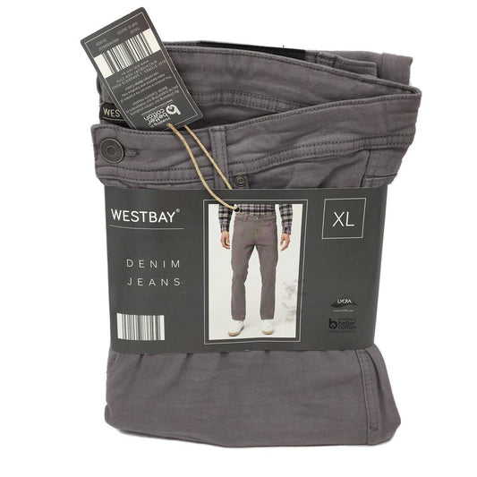 Wetsbay Grey Mens Soft Cotton Straight Denim Jeans Size XL NEW