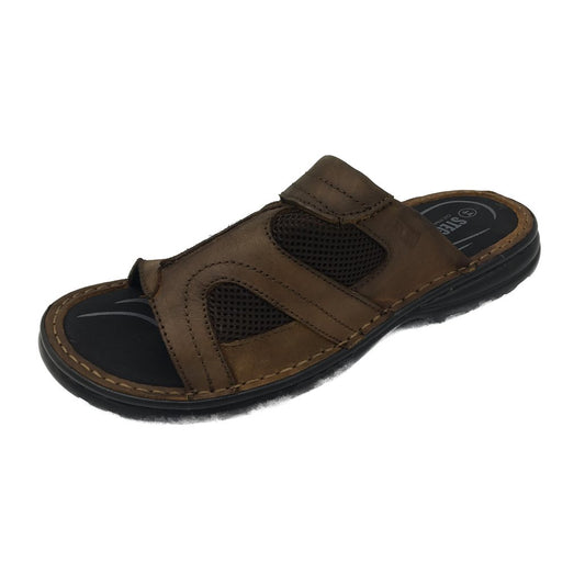 Stegmann German Design Mens Leather Slides Brown Bazza-M Size 44 NEW