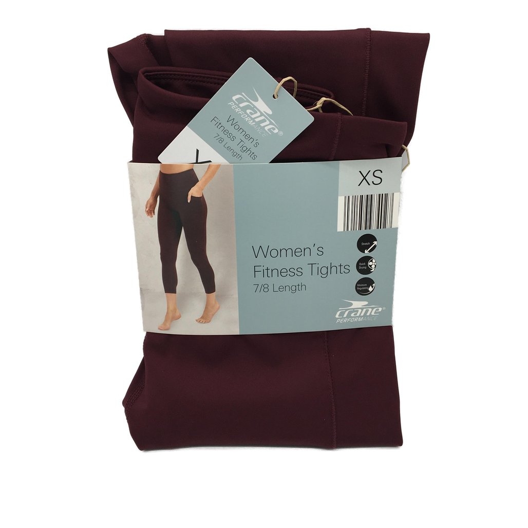 Crane Performance Womens Burgundy Fitness Tights 7/8 Length Size XS NEW