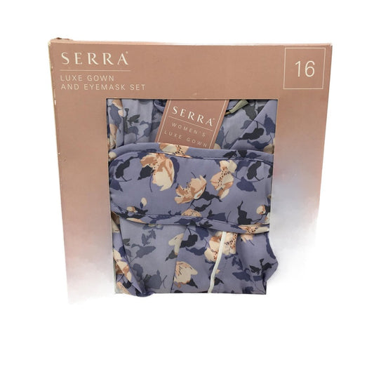 Serra Womens Floral Luxe Gown with belt and Eye Mask Set Size 16 NEW