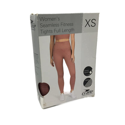 Crane Performance Womens Dusty Rose Seamless Fitness Tights Full Length Size XS NEW