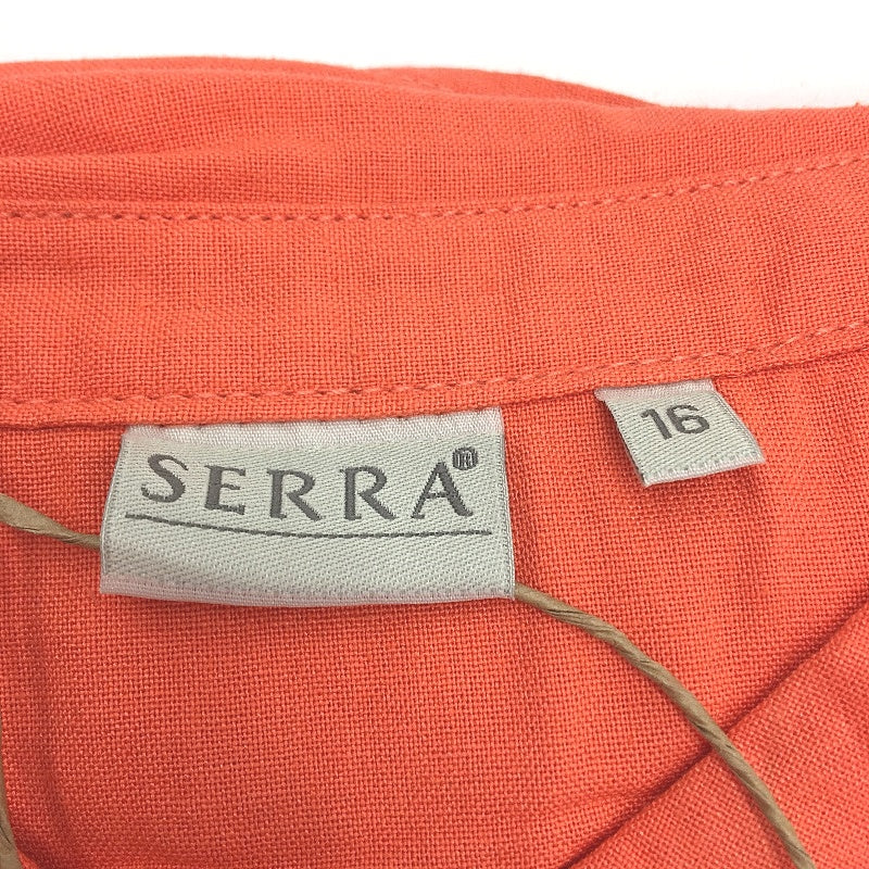 Serra Linen Blend Orange Short Sleeve Shirt Dress with Belt Size 16 NEW