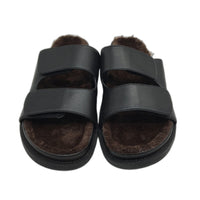 Alice In The Eve Didi Black Fluffy Lined Slides Ladies Size US 9 EU 40 NEW