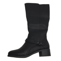 Hawkwell Black Faux Leather Wide Calf Low Heel Boots Ladies Size US9 EU 40 NEW